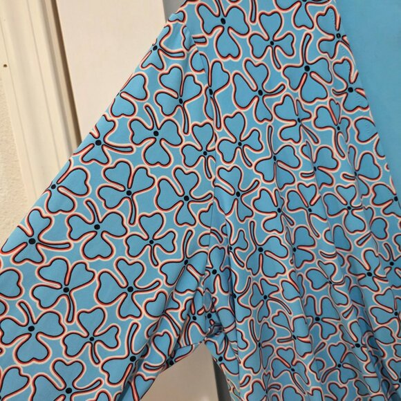 Anne Klein Blue Red White Wrap Blouse | Women’s Long Sleeve Printed Top - Picture 7 of 12